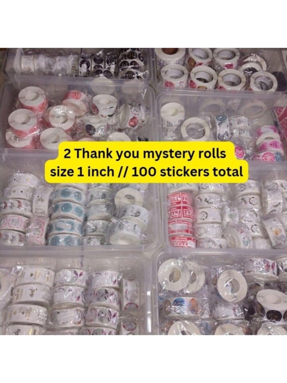 1000 Thank You Stickers Size